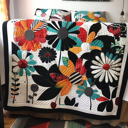 Veiled Flowers Quilted Blanket