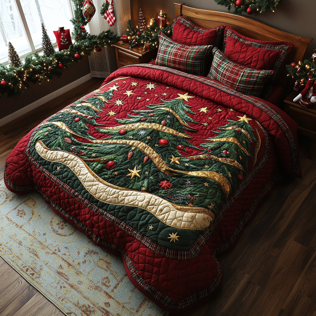Velvet Tree 3-Piece Quilted Bedding Set