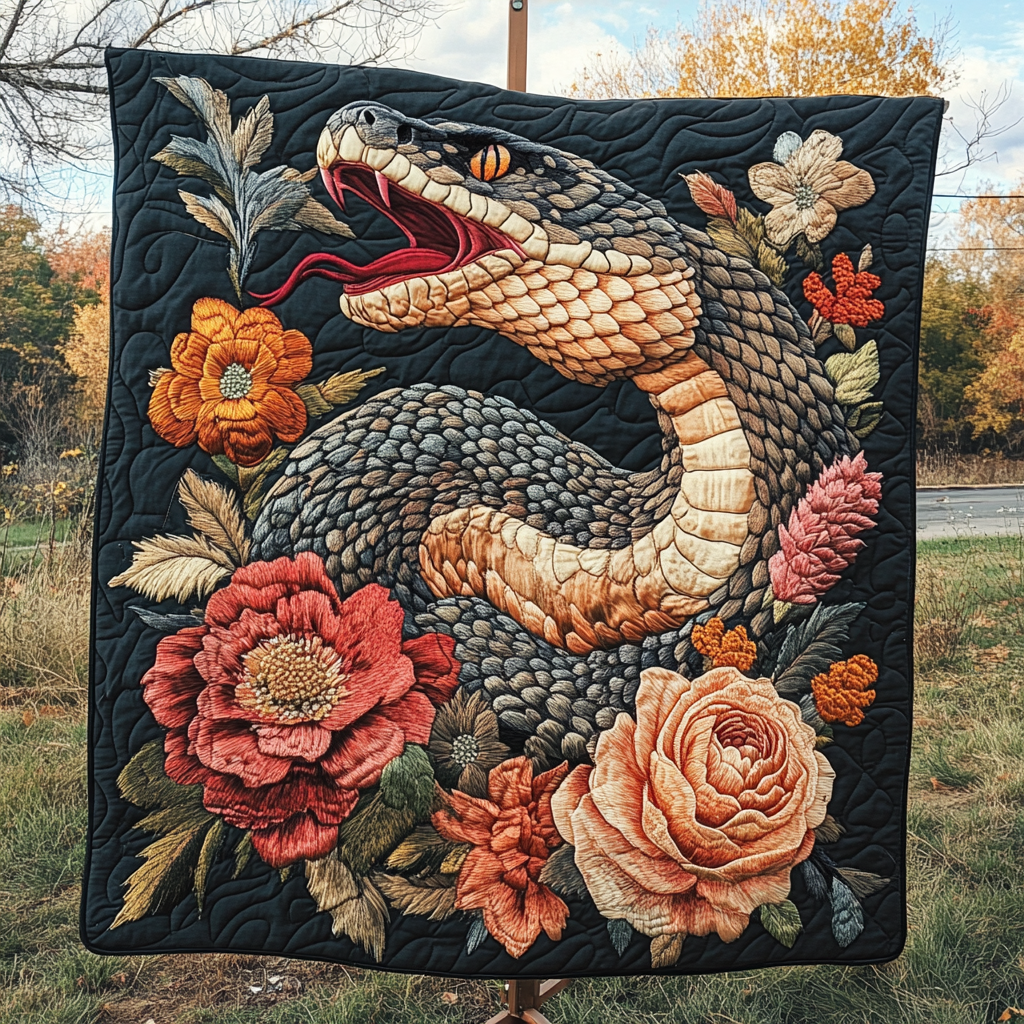 Venomous Blooms Quilted Blanket
