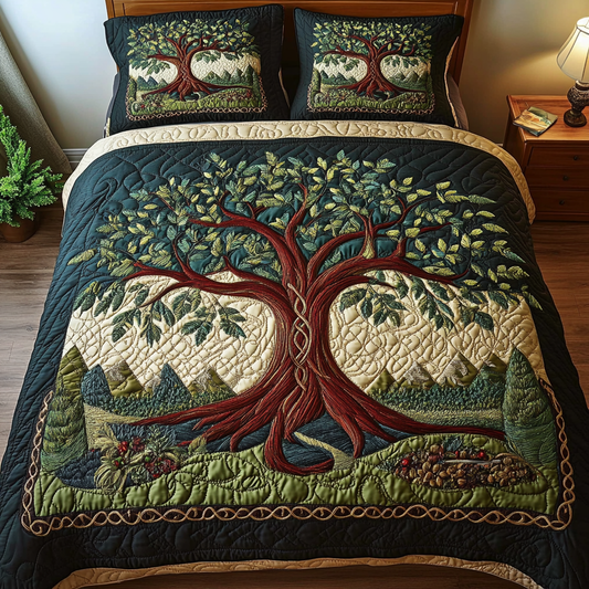 Verdant Dreams 3-Piece Quilted Bedding Set
