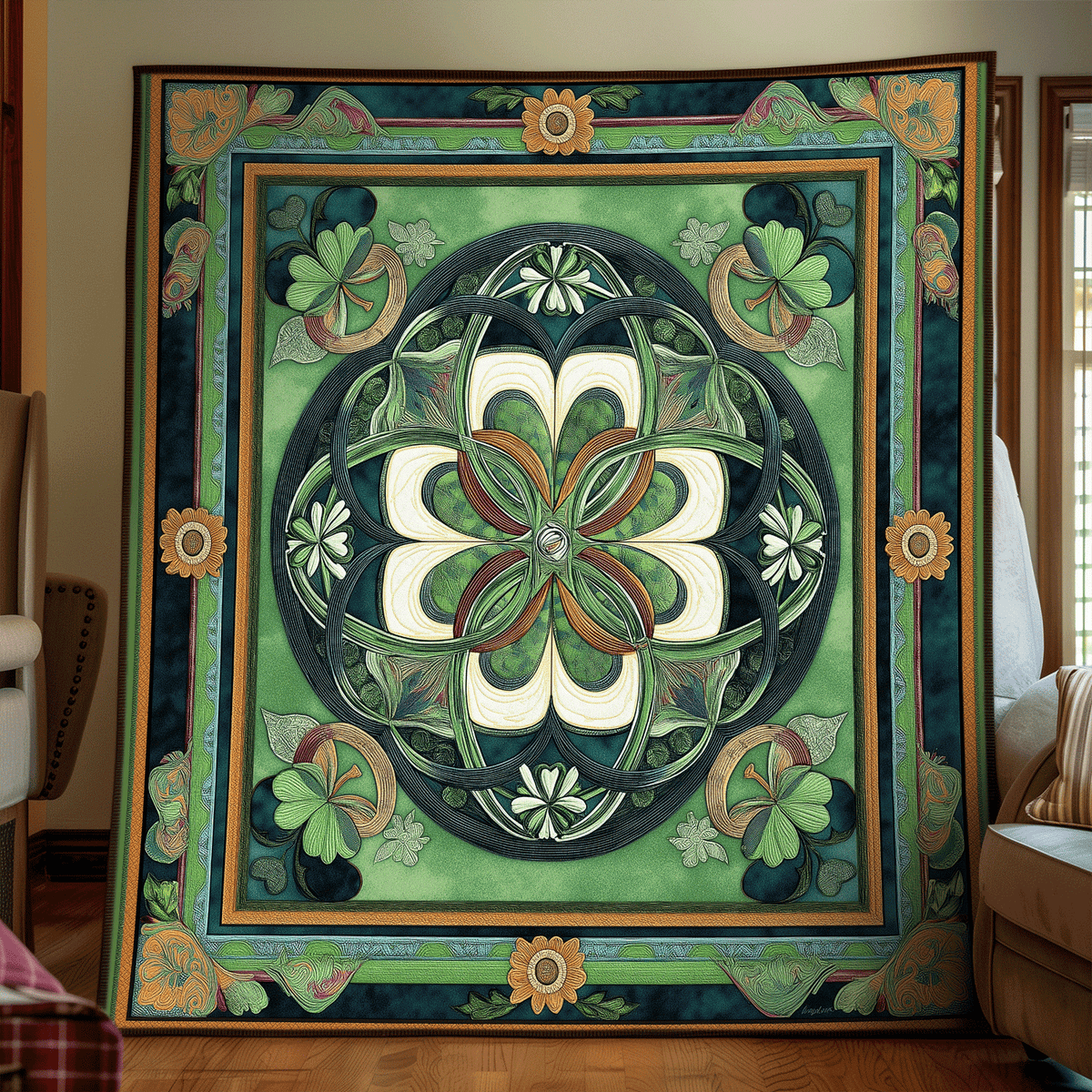 Verdant Luck Quilted Blanket