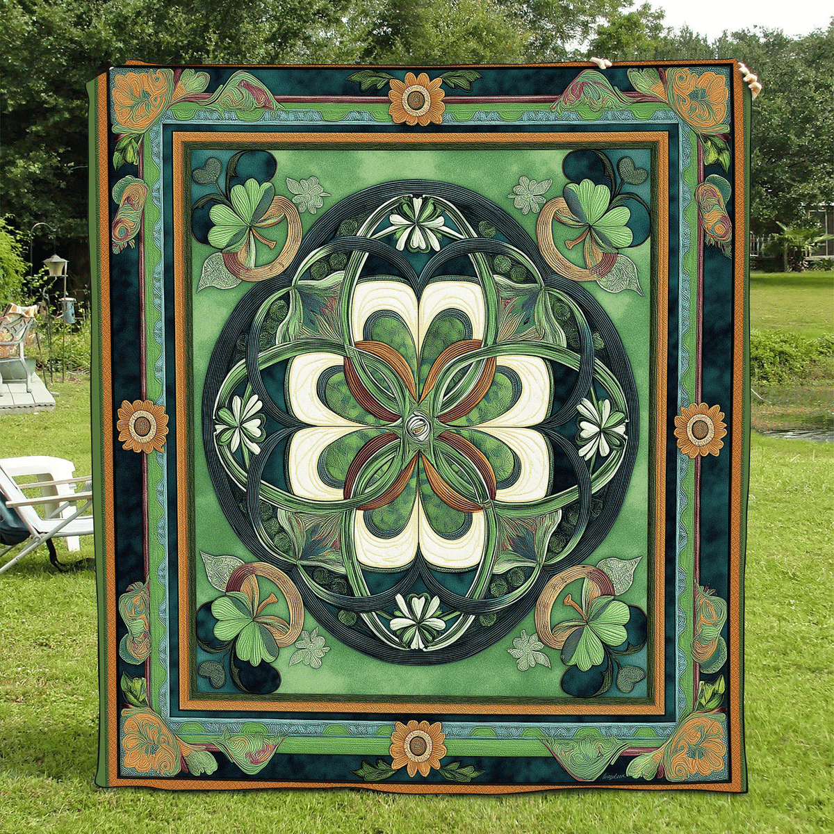 Verdant Luck Quilted Blanket