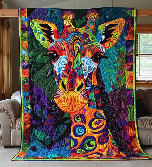 Vibrant Giraffe Magic Quilted Blanket