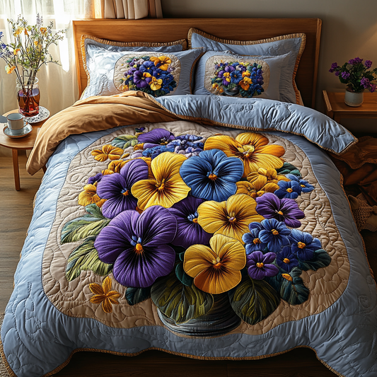 Vibrant Bloom 3-Piece Quilted Bedding Set