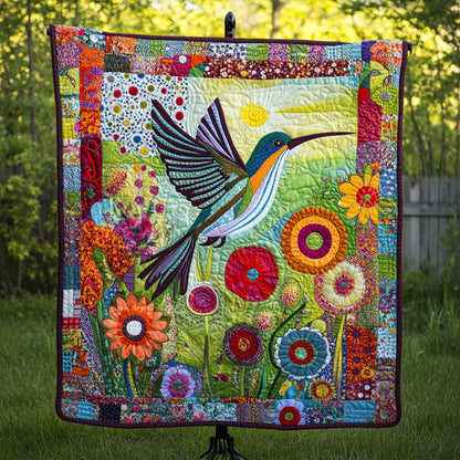 Vibrant Blossom Flight Quilted Blanket