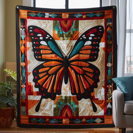 Vibrant Butterfly Quilted Blanket