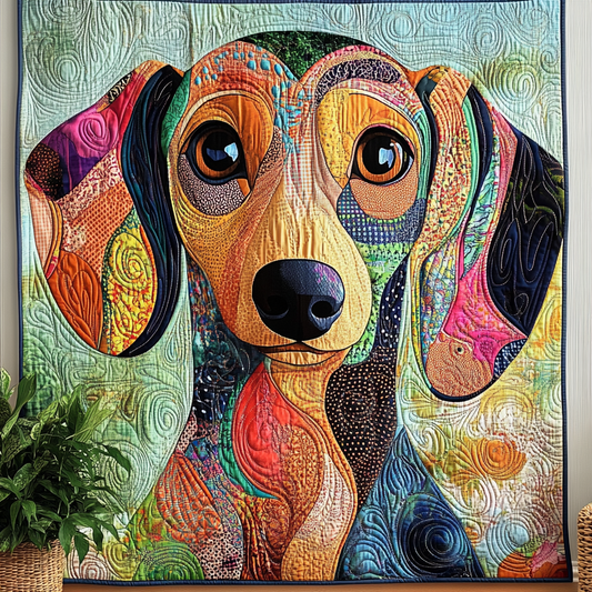 Vibrant Dachsie Quilted Blanket