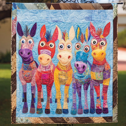 Vibrant Donkeys Quilted Blanket