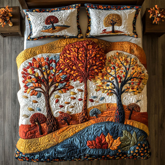 Vibrant Fall 3-Piece Quilted Bedding Set