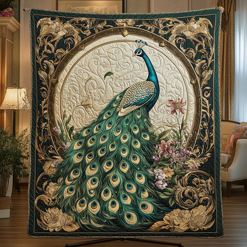 Vibrant Feathers Quilted Blanket