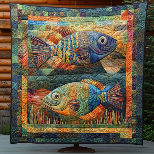 Vibrant Fish Connection Quilted Blanket