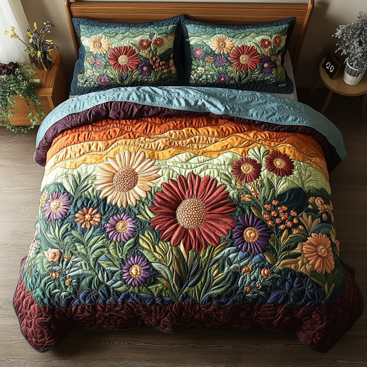 Vibrant Garden 3-Piece Quilted Bedding Set