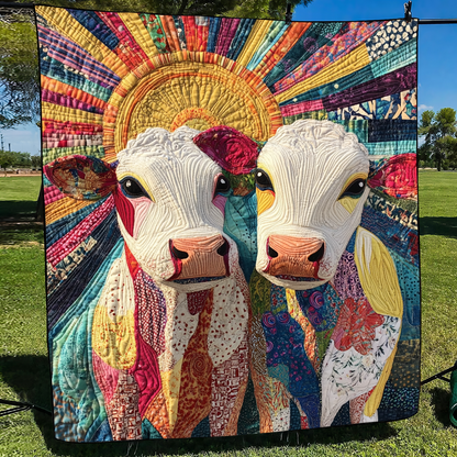 Vibrant Moo Quilted Blanket