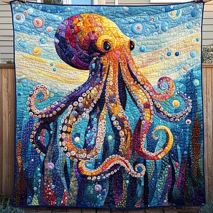 Vibrant Octopus Quilted Blanket