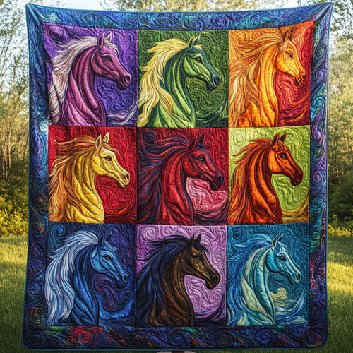 Vibrant Stallions Quilted Blanket