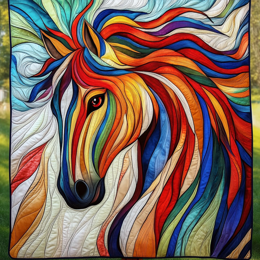Vibrant Steed Quilted Blanket