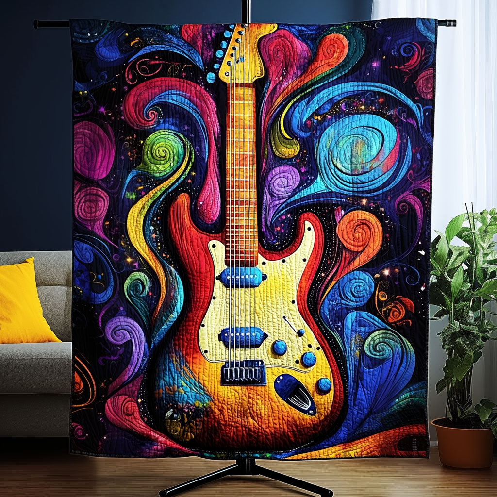 Vibrant Strings Quilted Blanket