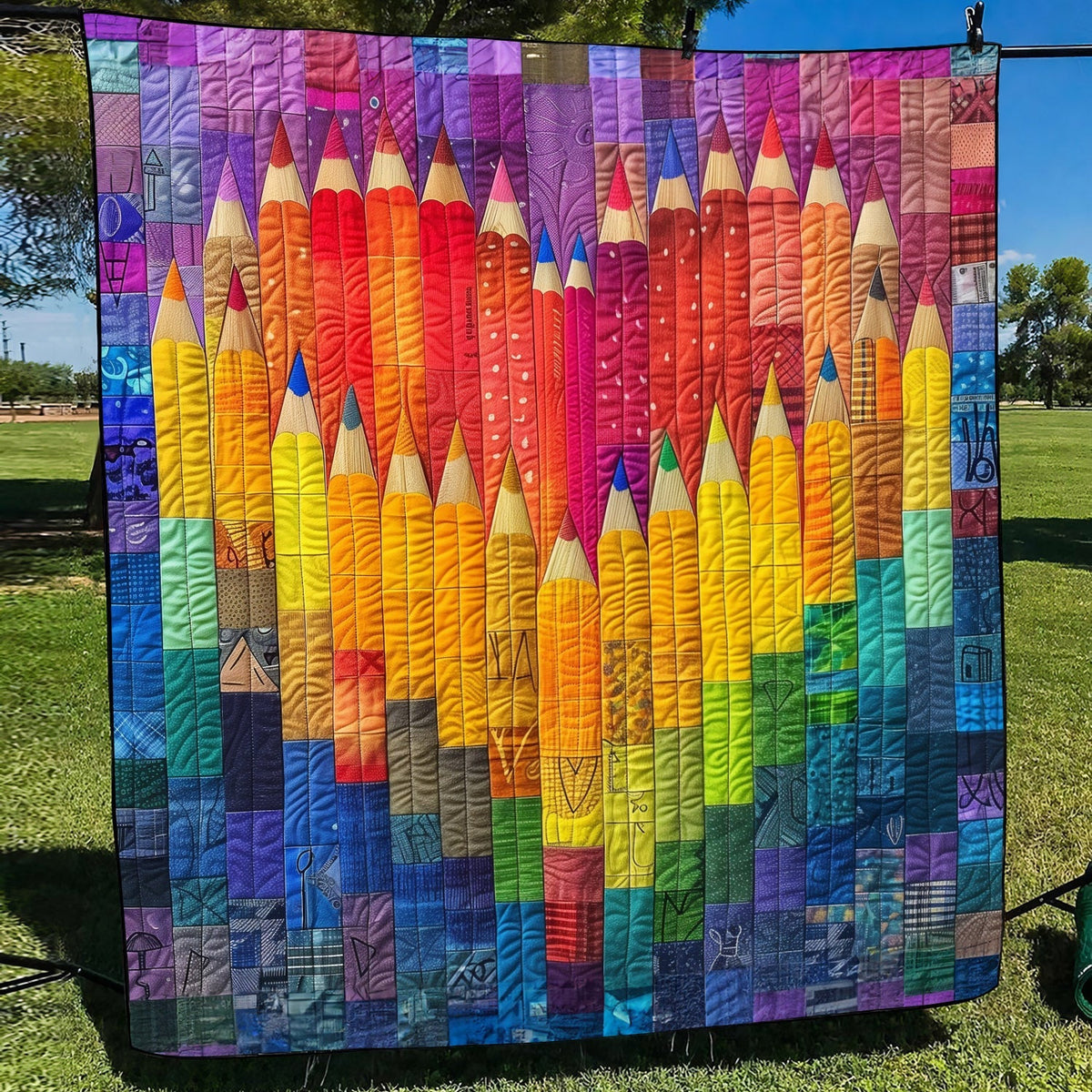 Vibrant Strokes Quilted Blanket