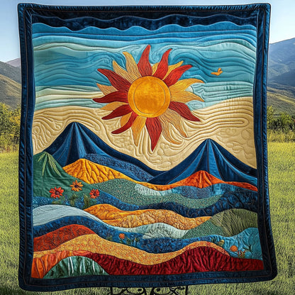 Vibrant Sunrise Quilted Blanket