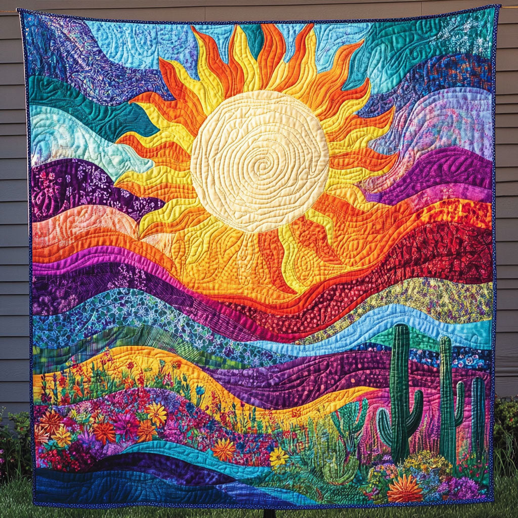 Vibrant Sunscape Quilted Blanket