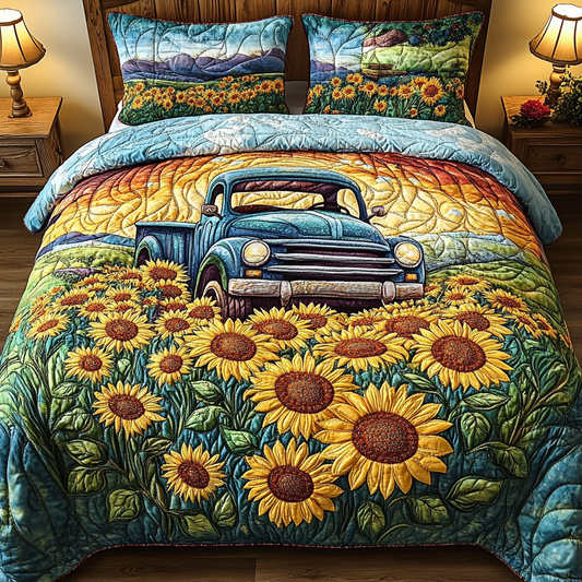 Vibrant Truck 3-Piece Quilted Bedding Set