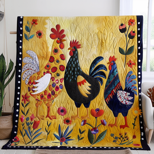 Village Rooster Quilted Blanket