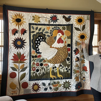Vintage Cluck Quilted Blanket