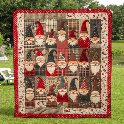 Vintage Gnome Quilted Blanket