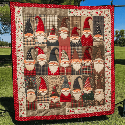 Vintage Gnome Quilted Blanket