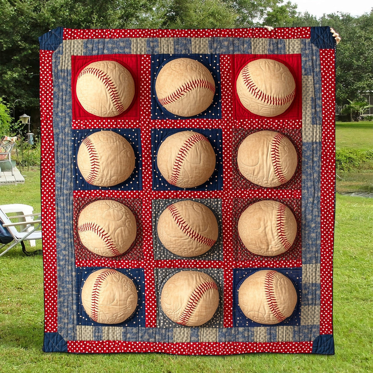 Vintage Baseball Quilted Blanket