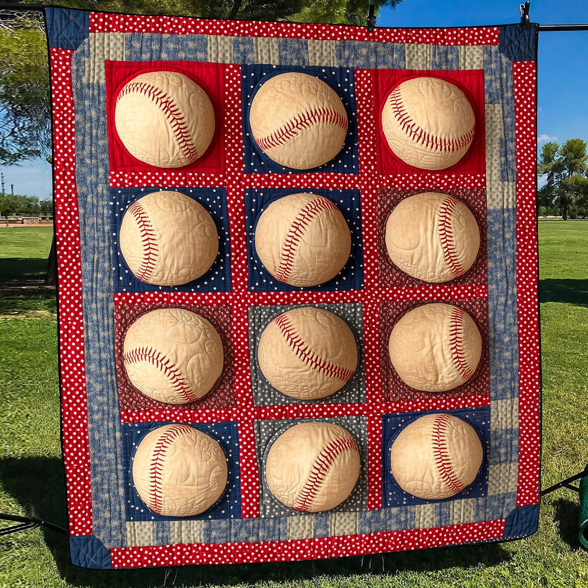 Vintage Baseball Quilted Blanket