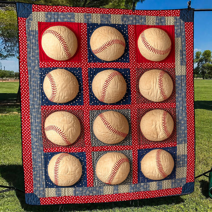 Vintage Baseball Quilted Blanket
