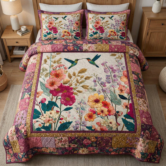 Vintage Blossom 3-Piece Quilted Bedding Set