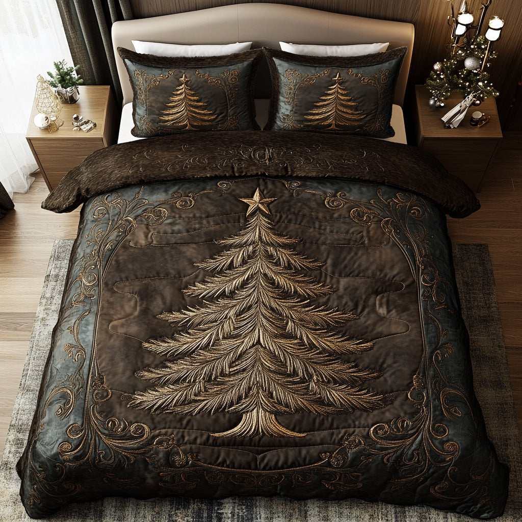 Vintage Evergreen 3-Piece Quilted Bedding Set