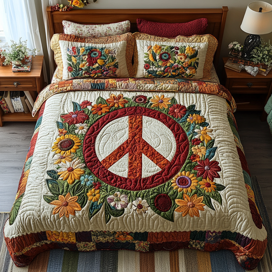 Vintage Peace 3-Piece Quilted Bedding Set