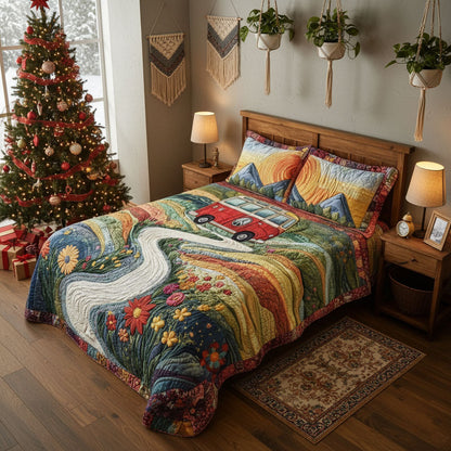 Vintage Wanderlust 3-Piece Quilted Bedding Set