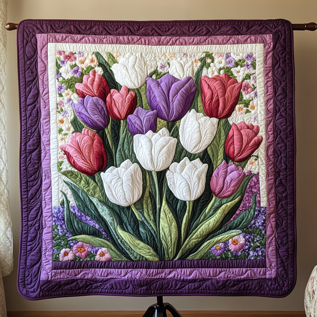 Violet Garden Quilted Blanket