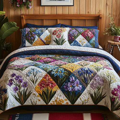 Violet Serenade 3-Piece Quilted Bedding Set