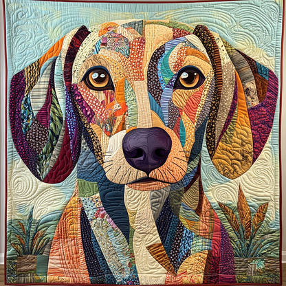 Vivid Wiener Dog Quilted Blanket
