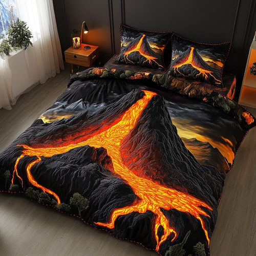 Volcano Adventure 3-Piece Quilted Bedding Set
