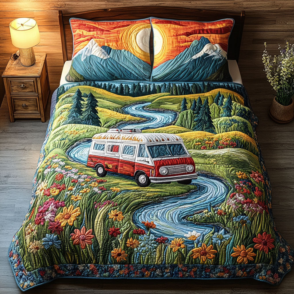 Wanderlust Vibes 3-Piece Quilted Bedding Set
