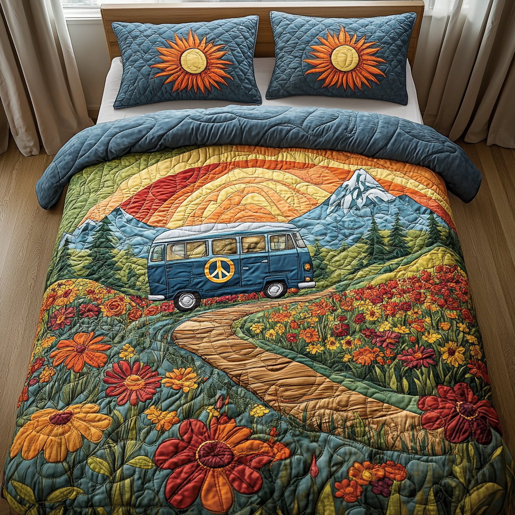 Wanderlust Wheels 3-Piece Quilted Bedding Set