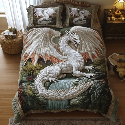 Waterfall Dragon 3-Piece Quilted Bedding Set