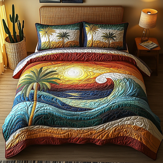 Wave Whisper 3-Piece Quilted Bedding Set
