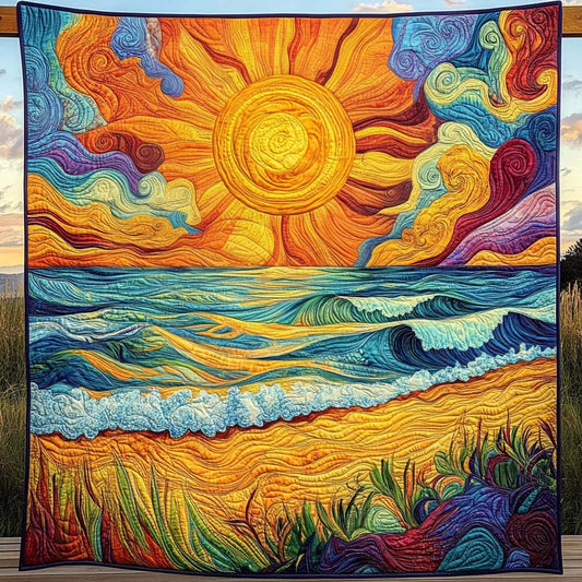 Waves Of Light Quilted Blanket