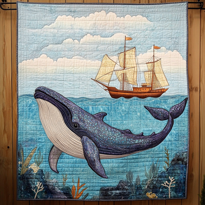 Whale And Dutchmen Quilted Blanket