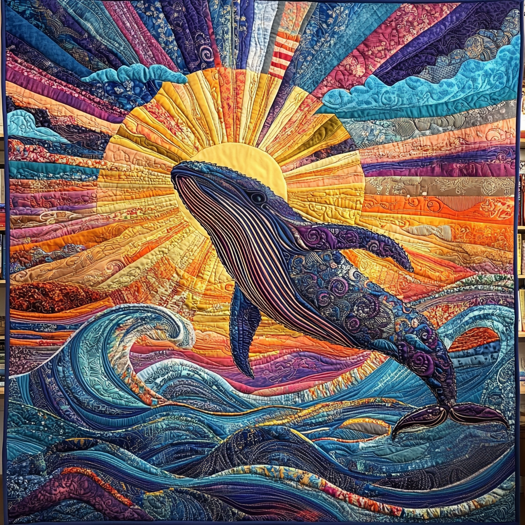 Whale Dance Quilted Blanket