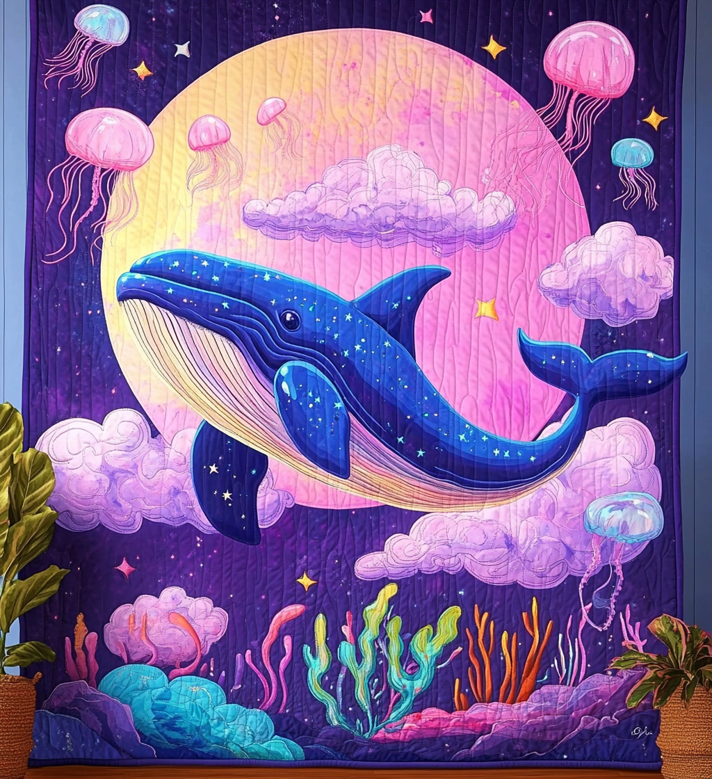 Whale Imaginary Quilted Blanket