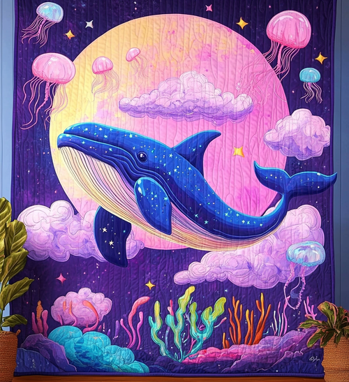Whale Imaginary Quilted Blanket