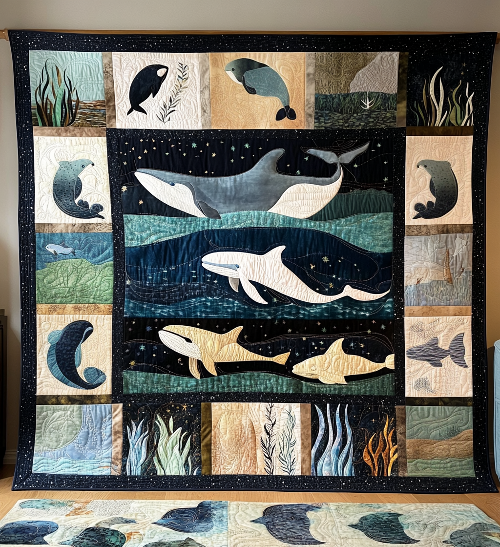 Whale Night Quilted Blanket
